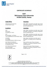 Сертификат от представительства Ciat